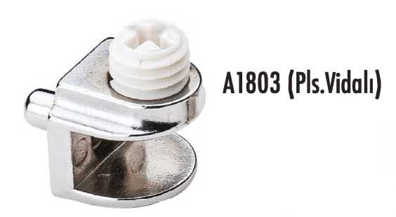 Metal Cam Raf Tutucu Pimli (Plastik Vidalı Max. 8 Mm) Nikel