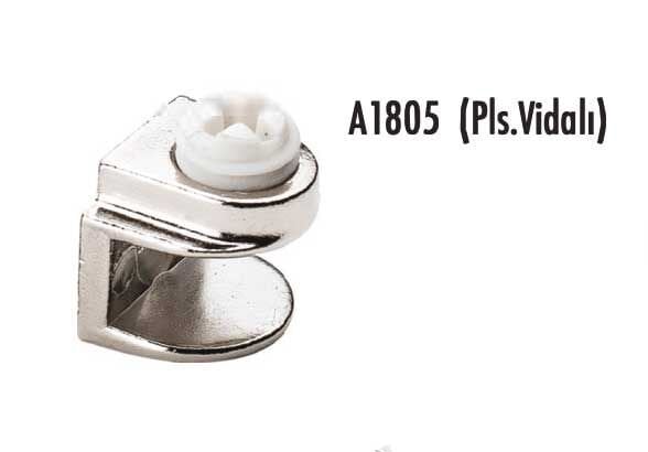 Metal Cam Raf Tutucu Düz (Plastik Vidalı Max. 8 Mm) Nikel