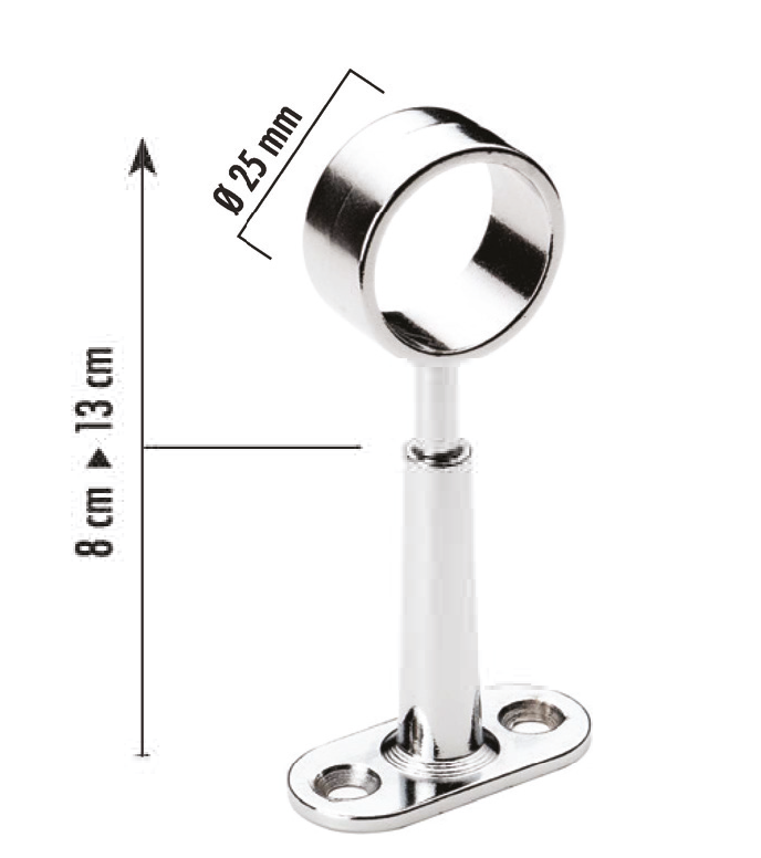 Compact Hırdavat Yuvarlak Ayarlı Ayaklı Flanş (8/13) Ø25 Krom