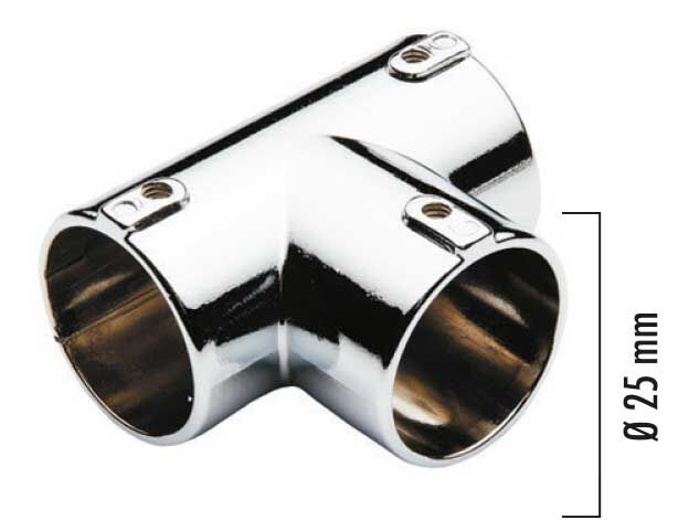 Compact Hırdavat T Boru Flanşı Vidalı Ø25 Krom