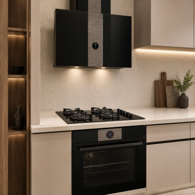 ALVEUS SET 9002 3'lü Siyah Cam ve Inox Dark Ankastre Set