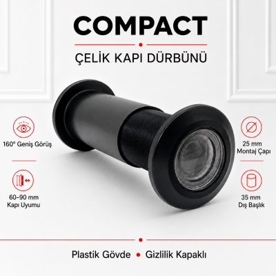 Çelik Kapı Dürbünü – 160 Geniş Görüş Açılı – 60-90 mm