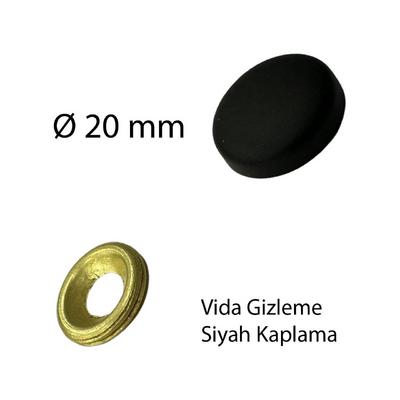 Compact Ø20 mm Vida Kapama Kapağı Siyah – Zamak Gövde Statik Boyalı Vida Gizleme Kapağı