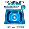 40 × 50 cm Tek Hazneli Evye – Batarya Deliği Sağda, Sifon Dahil