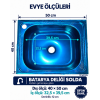 40 × 50 cm Tek Hazneli Evye – Batarya Deliği Solda, Sifon Dahil