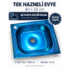 40 × 50 cm Tek Hazneli Evye – Batarya Deliği Solda, Sifon Dahil