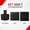 Alveus Set 3000 T Üçlü Ankastre Set Dekoratif Davlumbaz • Dört Gözlü Gazlı Ocak • 12 Programlı Ankastre Fırın