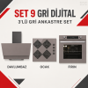 ALVEUS SET 9 GRİ DİJİTAL 3'lü Gri Cam Ankastre Set