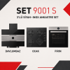 ALVEUS SET 9001 S 3'lü Siyah Cam ve Inox Ankastre Set