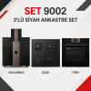 ALVEUS SET 9002 3'lü Siyah Cam ve Inox Dark Ankastre Set