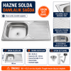 Compact 86×43,5 cm Paslanmaz Çelik Evye – Hazne Solda, Damlalık Sağda, Sifon Dahil