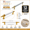 Compact Aria 128 mm Altın Beyaz Çizgili Dolap Kulpu 12'li Paket | 12 Adet Kulp + Montaj Vidaları
