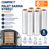 Compact Palet Sarma Streçi 17 Mikron 1950 gr (1450 gr Net) Şeffaf 190-200 Metre 6'lı Paket