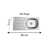 Compact Paslanmaz Çelik Sol Damlalıklı Evye 86X43,5 Cm Tek Gözlü Evye Sifon Dahil