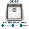 DE-501 Tezgâh Üstü Tek Hazneli Evye – Sifon Dahil