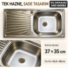 Donau DE-121 86 x 43,5 cm Paslanmaz Çelik Tek Hazneli Evye – Sol Damlalıklı, Sağ Hazneli
