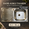 Donau DE-121 86 x 43,5 cm Paslanmaz Çelik Tek Hazneli Evye – Sol Damlalıklı, Sağ Hazneli