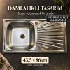 Donau DE-121 Paslanmaz Çelik Mutfak Evyesi 43,5 × 86 cm Sağ Damlalıklı Sol Hazneli